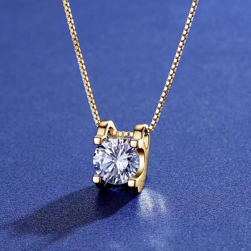 Moissanite Pendant Necklace with 0.5 Carat Round Brilliant-Cut Stone