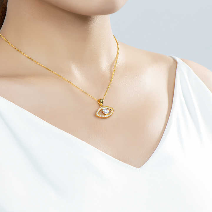Moissanite Eye Pendant Necklace with 1.0 Carat Round Brilliant-Cut Stone