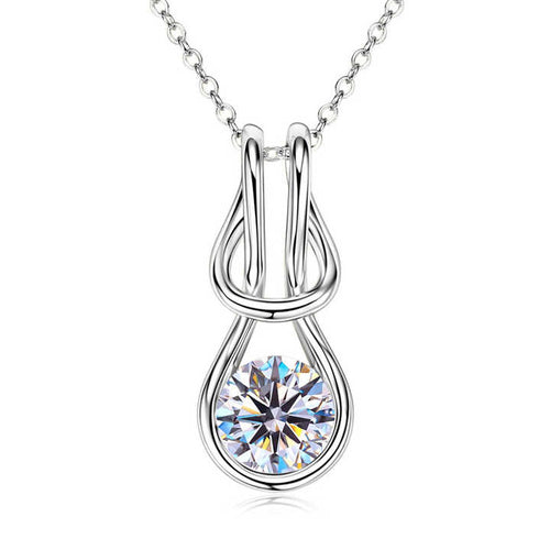 Moissanite Knot Pendant Necklace – 2.0 Carat Round Cut