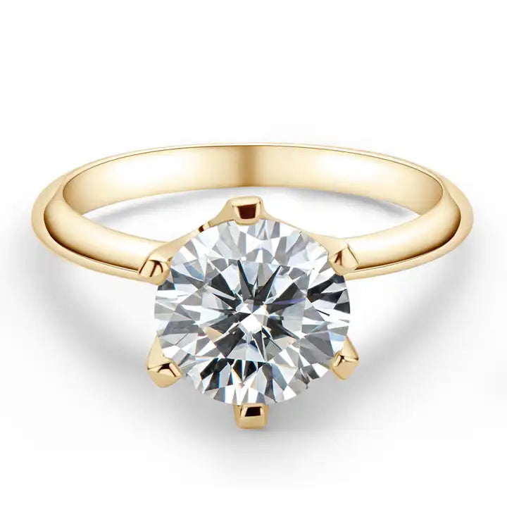 2 Carat Moissanite Engagement Ring - 8mm Six-Claw Setting