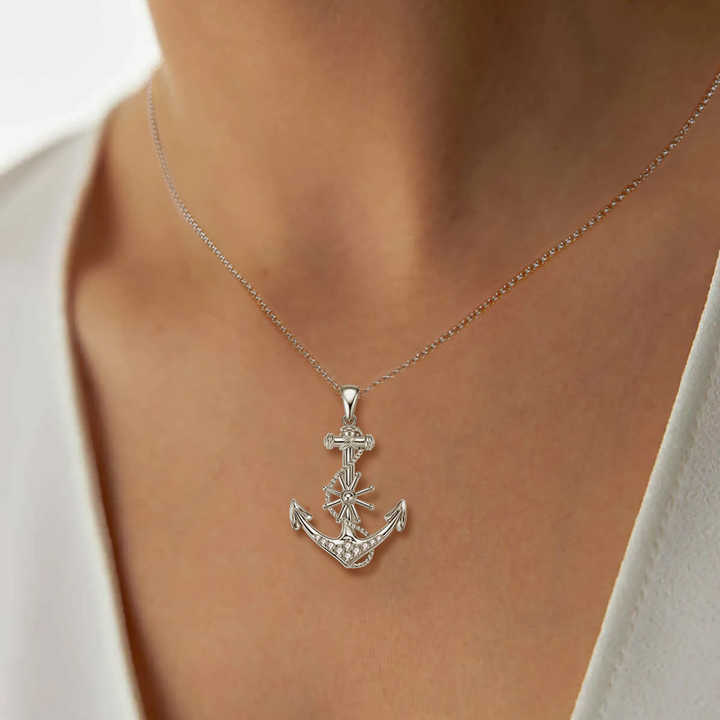 Anchor Charm Moissanite Pendant Necklace – Customizable Design