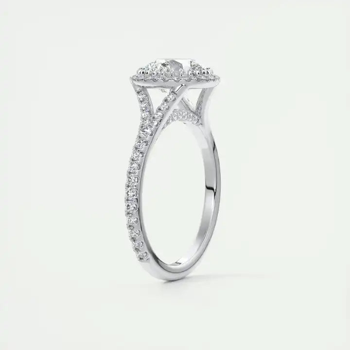 3 Carat Moissanite Flower Halo Wedding Ring - 9mm in