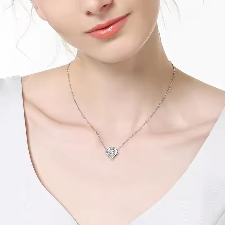 Heart-Shaped Dancing Moissanite Pendant Necklace – 0.8ct