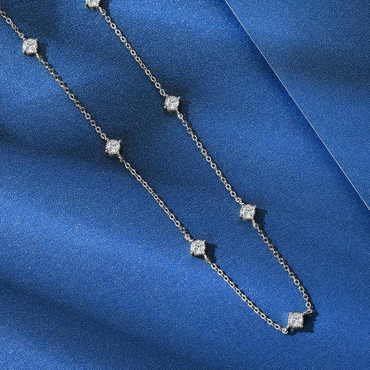 High-Quality Moissanite Choker Necklace – 3mm Round Cut