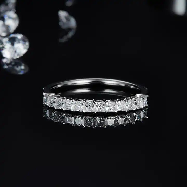 GRA-Certified Princess Cut Moissanite Half Eternity Band