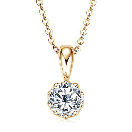 Moissanite Crown Pendant Necklace with 1.0 Carat Round Brilliant-Cut Stone