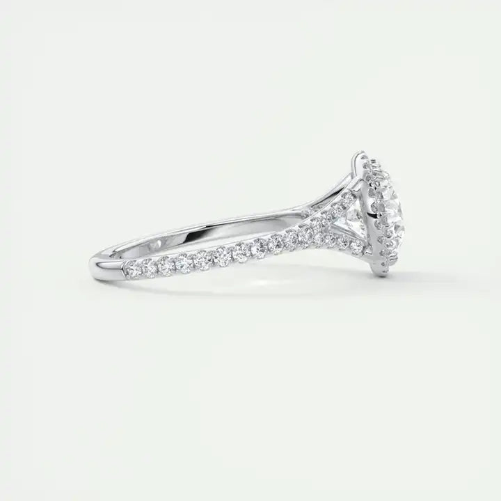 3 Carat Moissanite Flower Halo Wedding Ring - 9mm in