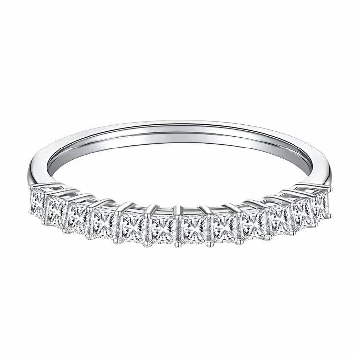 GRA-Certified Princess Cut Moissanite Half Eternity Band