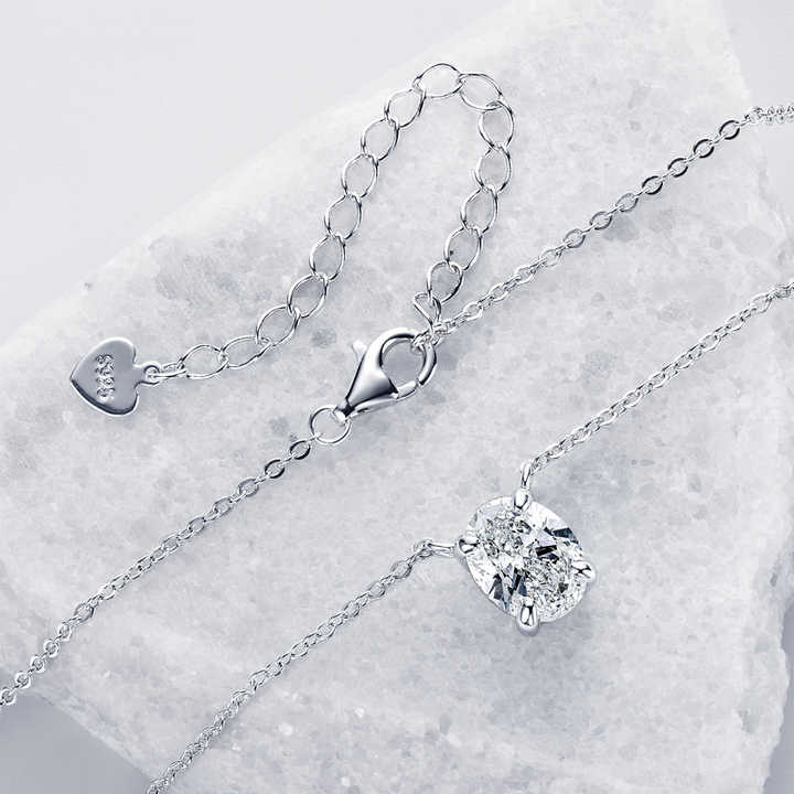 Moissanite Pendant Necklace with 2.0 Carat Oval-Cut Stone
