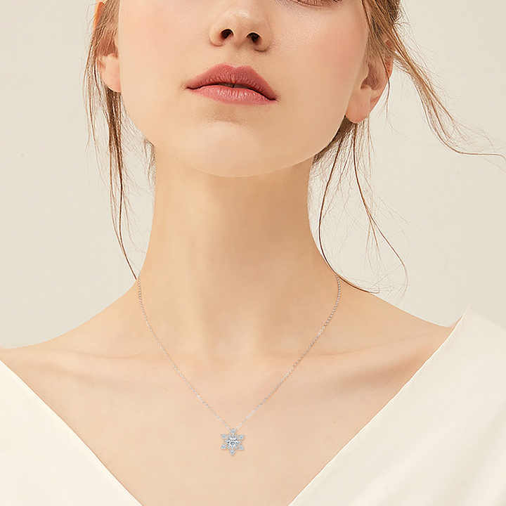 Snowflake Moissanite Pendant Necklace – 14K Gold Plated