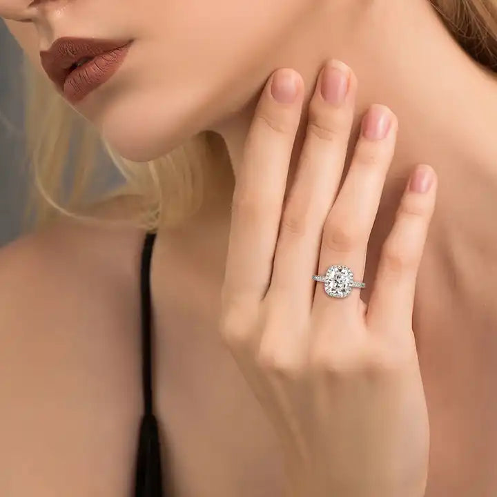 4.0 Carat Cushion-Cut Moissanite Engagement Ring