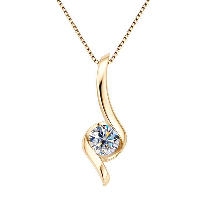 Moissanite Twist Pendant Necklace with 1.0 Carat D Color Round Brilliant-Cut Stone