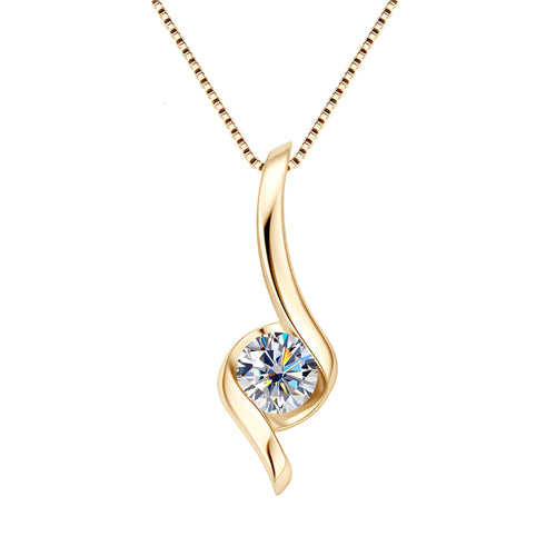 Moissanite Twist Pendant Necklace with 1.0 Carat D Color Round Brilliant-Cut Stone