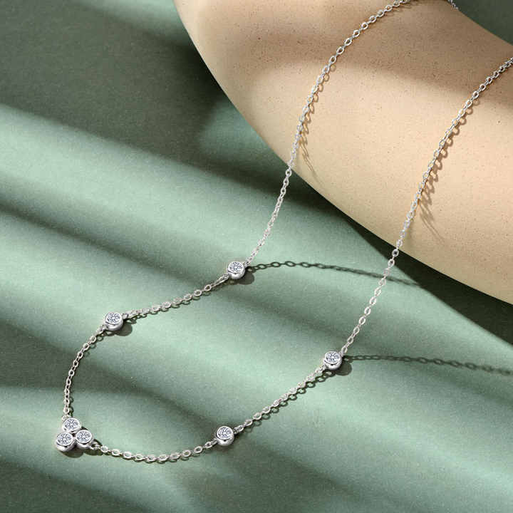 Gold-Plated Moissanite Pendant Necklace – 0.7CTW Round Cut