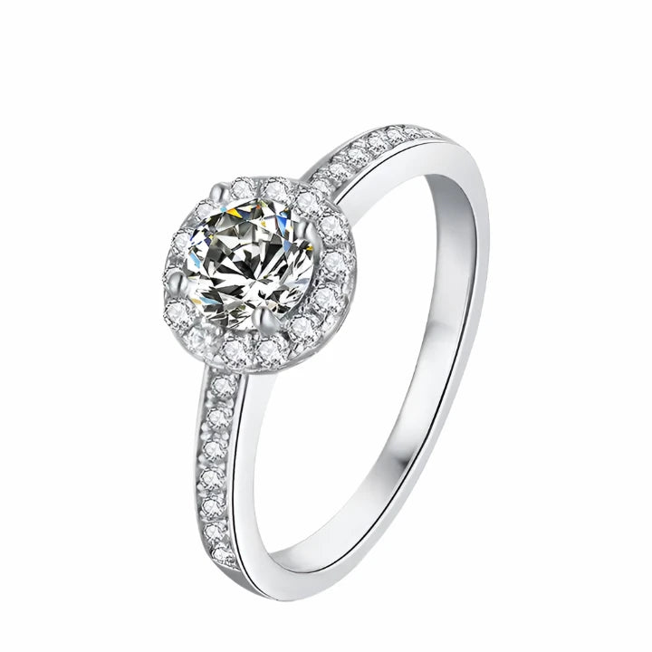 0.5 Carat Moissanite Halo Engagement Ring - Elegant