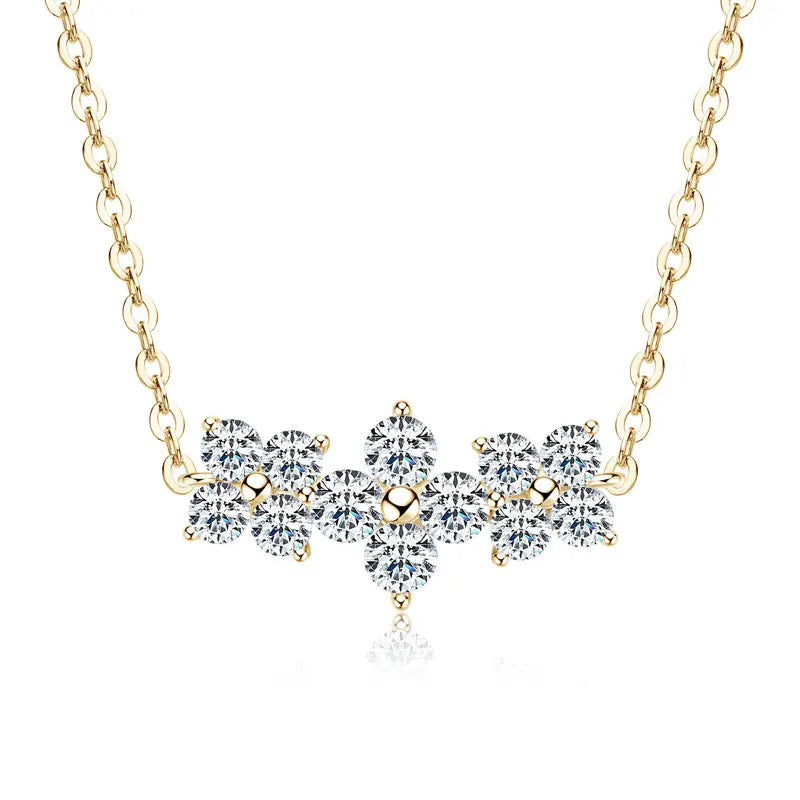 Four-Leaf Clover Moissanite Pendant Necklace – 3mm & 2.5mm Round VVS Moissanite, GRA Certified