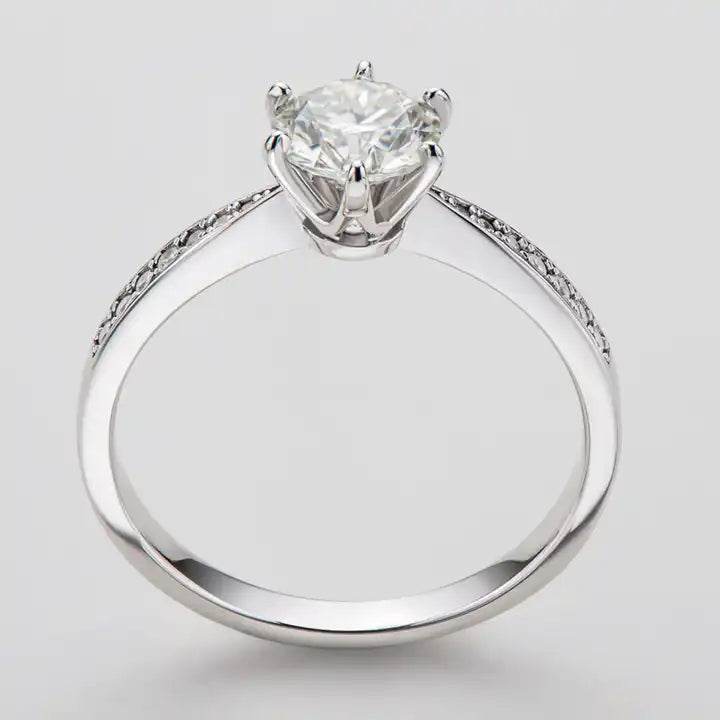 1 Carat Moissanite Engagement Ring - 6.5mm Solitaire