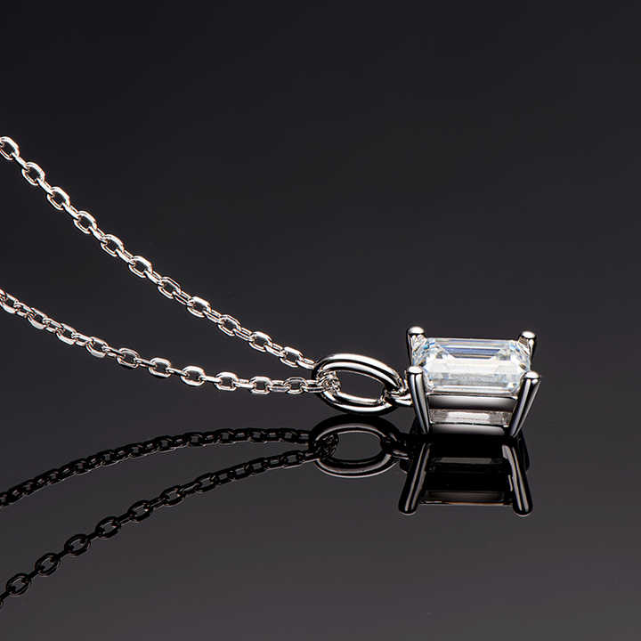 Moissanite Emerald Cut Pendant Necklace