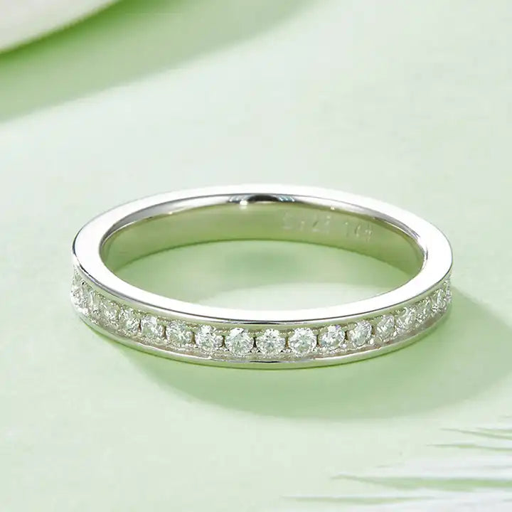 Eternity 1.5mm Moissanite Row Ring - 18k White Gold Plated