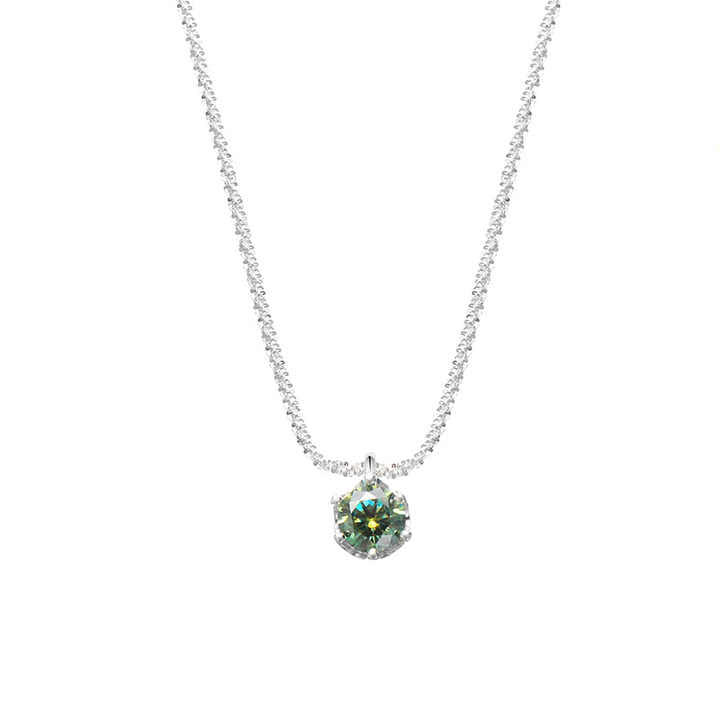 Moissanite Pendant Necklace with 1.0 Carat D Color Round Brilliant-Cut Stone
