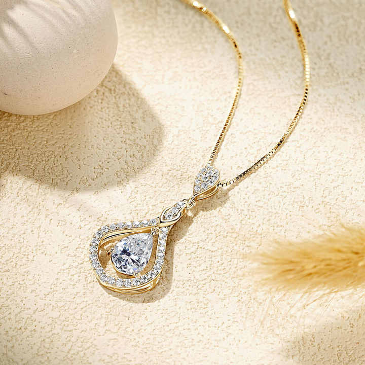 Droplet Moissanite Pendant Necklace – 1.0ct, 1.5ct, or 2.0ct D Color