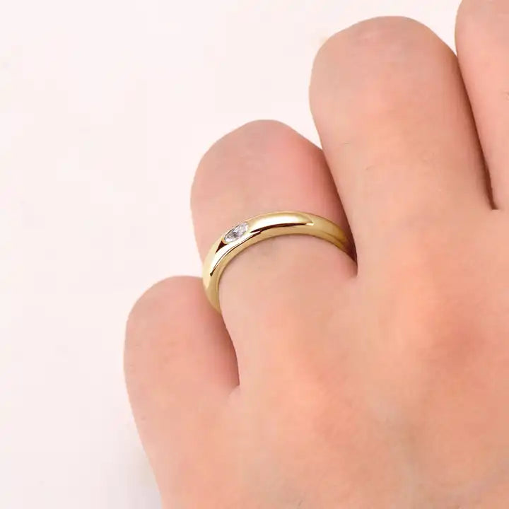 18K Gold Plated Oval Cut Moissanite Halo Engagement Ring