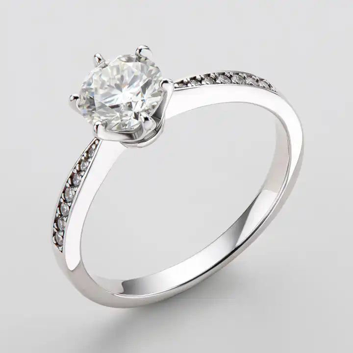 1 Carat Moissanite Engagement Ring - 6.5mm Solitaire