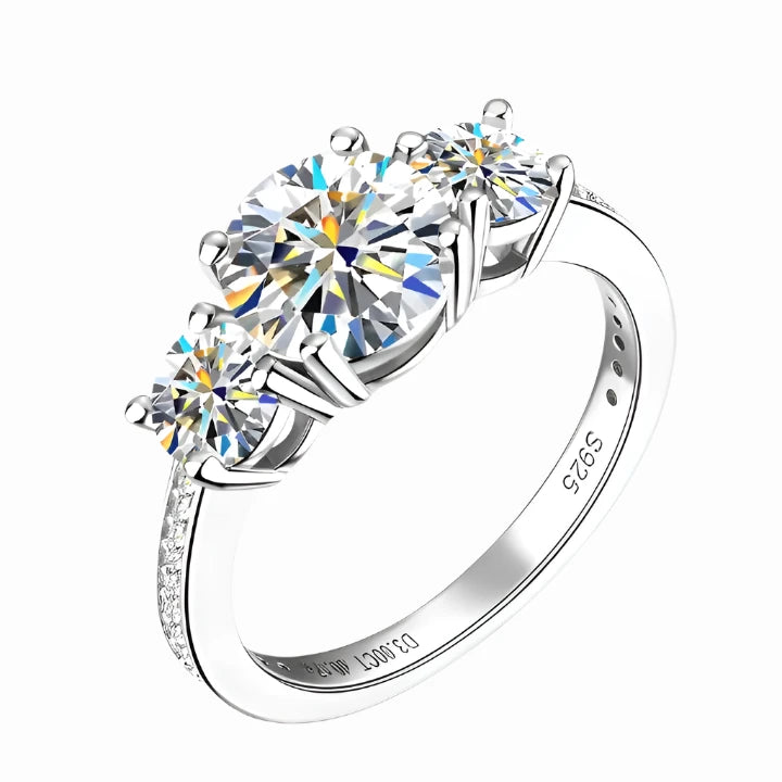 2 Carat Moissanite Three-Stone Ring - Elegant Design
