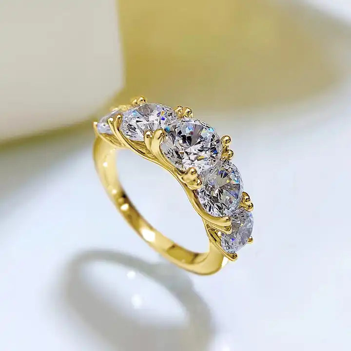 D Color VVS1 Moissanite Five-Stone Engagement Ring