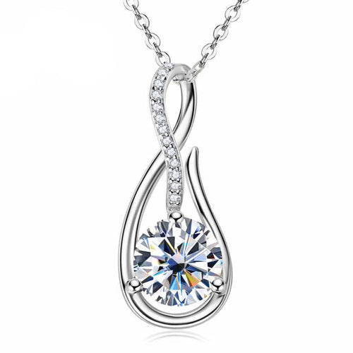 Moissanite Infinity Pendant Necklace with 1.0 Carat Round Brilliant-Cut Stone