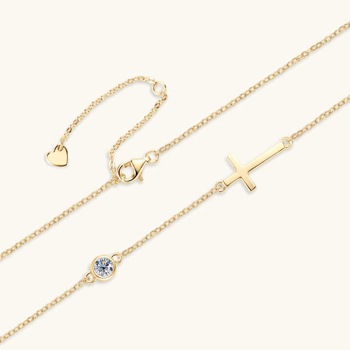 Delicate Moissanite Cross Pendant Necklace – 0.3 Carat