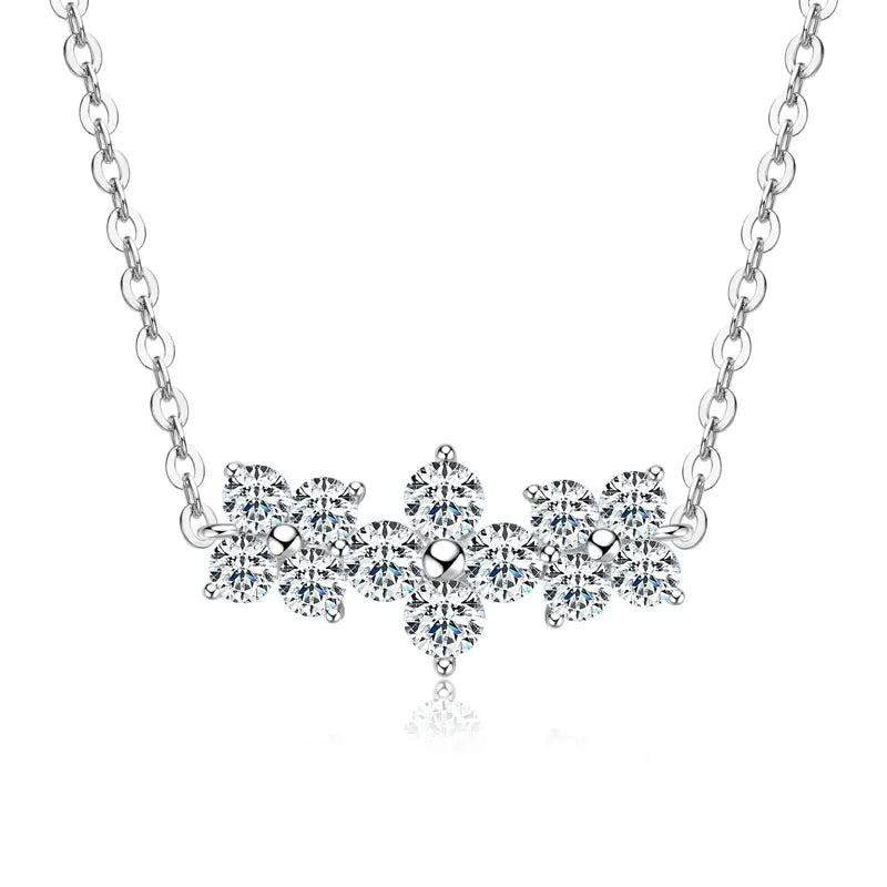 Four-Leaf Clover Moissanite Pendant Necklace – 3mm & 2.5mm Round VVS Moissanite, GRA Certified