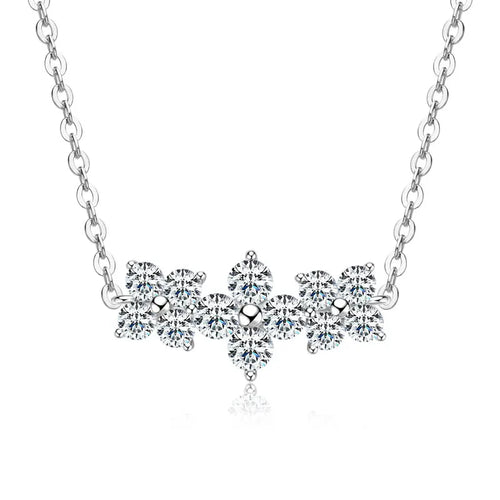 Four-Leaf Clover Moissanite Pendant Necklace – 3mm & 2.5mm Round VVS Moissanite, GRA Certified