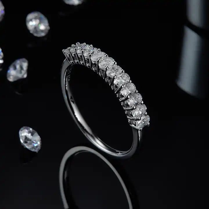 1.0ct Oval Cut D Color Moissanite Half Eternity Band