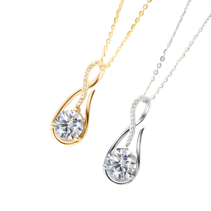 Moissanite Infinity Pendant Necklace with 1.0 Carat Round Brilliant-Cut Stone