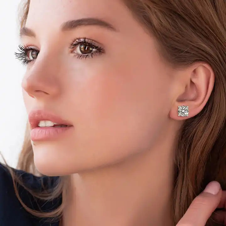 Moissanite Stud Round Brilliant Cut Earrings