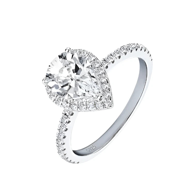 GRA-Certified 2.0 Carat Pear-Cut Moissanite Halo Engagement Ring