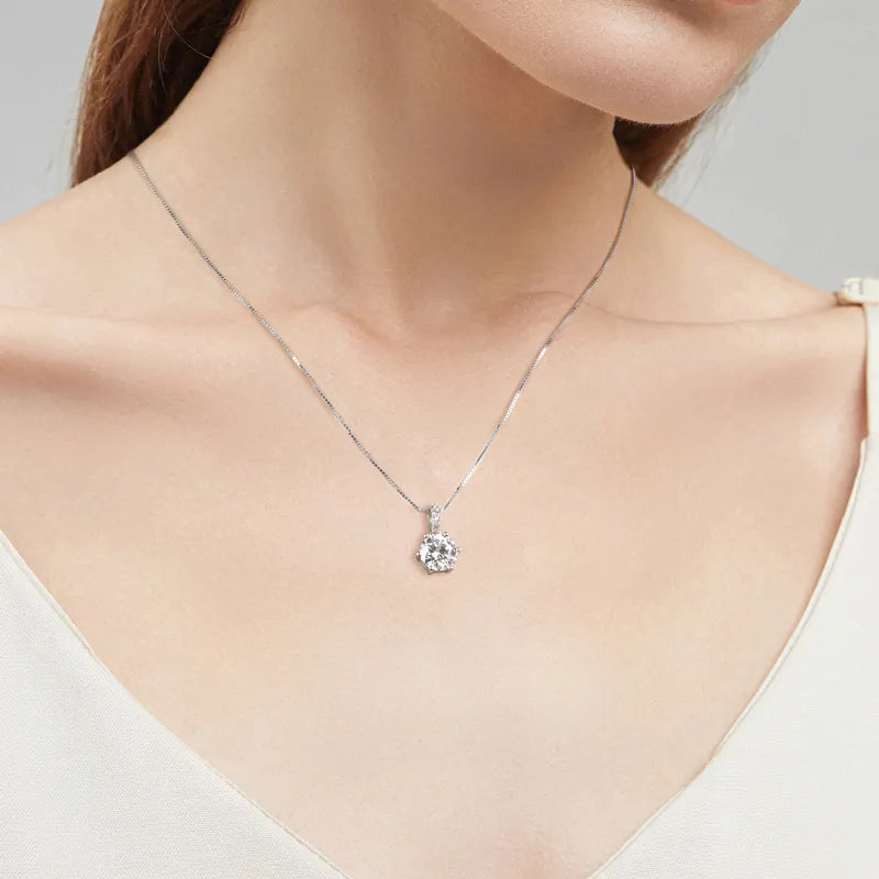 Moissanite Round Pendant VVS1 With Earrings Set