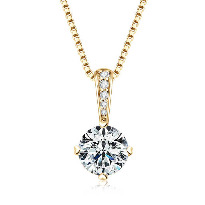 Moissanite Pendant Necklace with 1.0 Carat Round Brilliant-Cut Stone