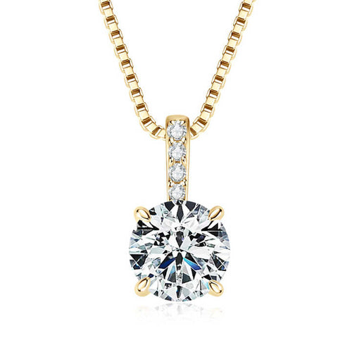 Moissanite Diamond Pendant Necklace with 1.0 Carat Round Brilliant-Cut
