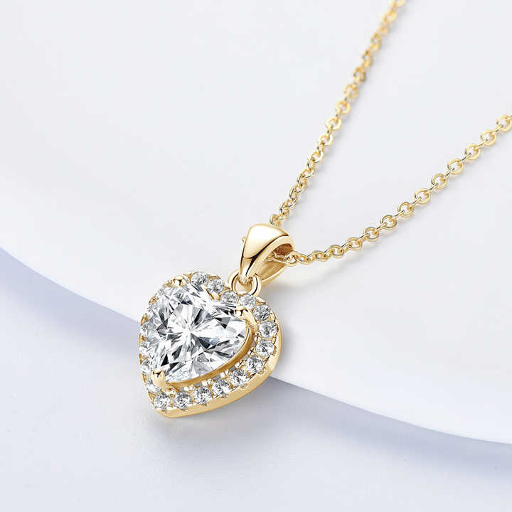 GRA Certified 2.0 Carat Heart-Shaped Moissanite Pendant Necklace