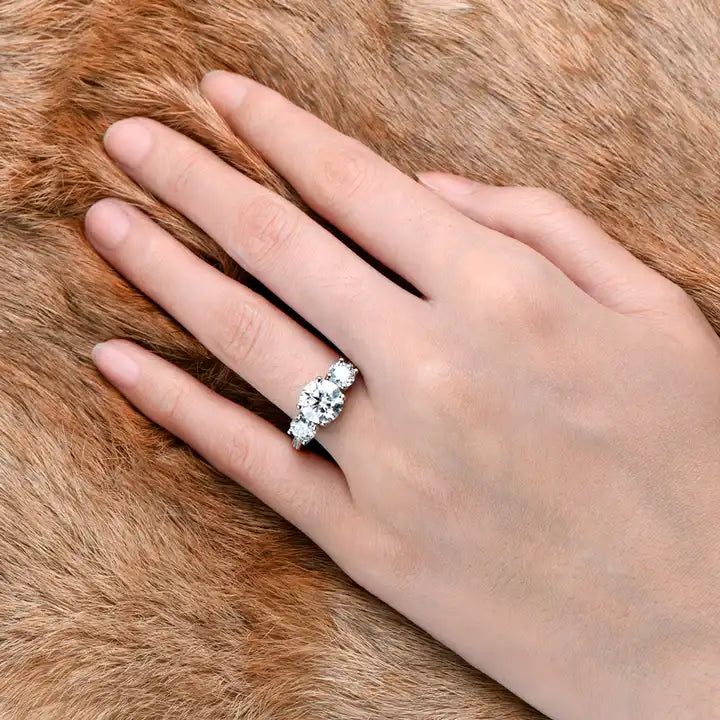 2 Carat Moissanite Three-Stone Ring - Elegant Design