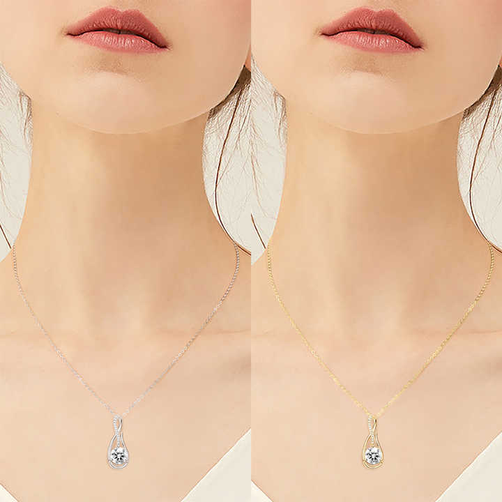 Moissanite Infinity Pendant Necklace with 1.0 Carat Round Brilliant-Cut Stone