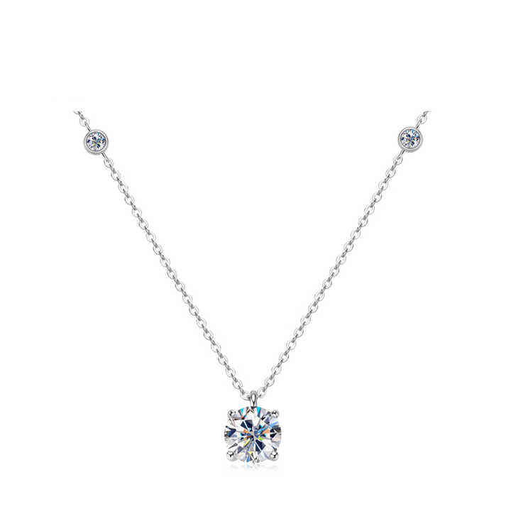 Moissanite Pendant Necklace with 8mm D Color VVS1 Stone