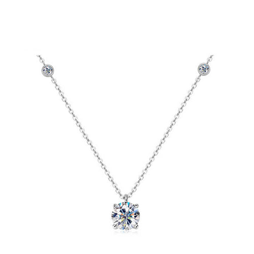Moissanite Pendant Necklace with 8mm D Color VVS1 Stone