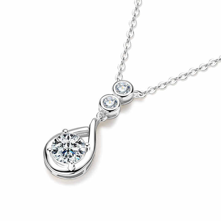 Moissanite Waterdrop Pendant Necklace – 6.5mm & 3mm D Color VVS