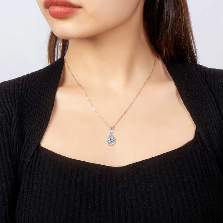 Moissanite Infinity Pendant Necklace with 2.0 Carat Round Brilliant Cut (8.0mm)