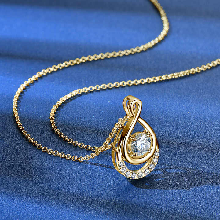 Moissanite Waterdrop Infinity Pendant Necklace – 1.0 Carat