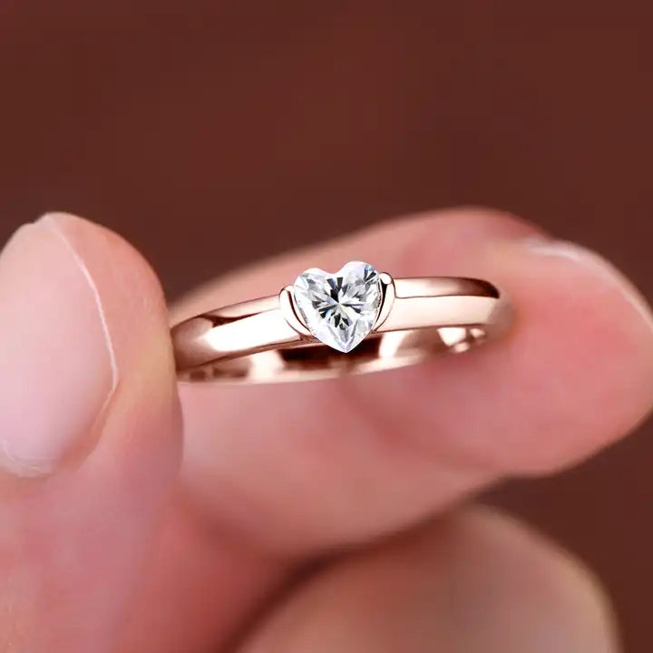 0.5ct Heart-Shaped Moissanite Solitaire Ring - Romantic Engagement Design