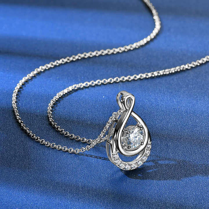 Moissanite Waterdrop Infinity Pendant Necklace – 1.0 Carat